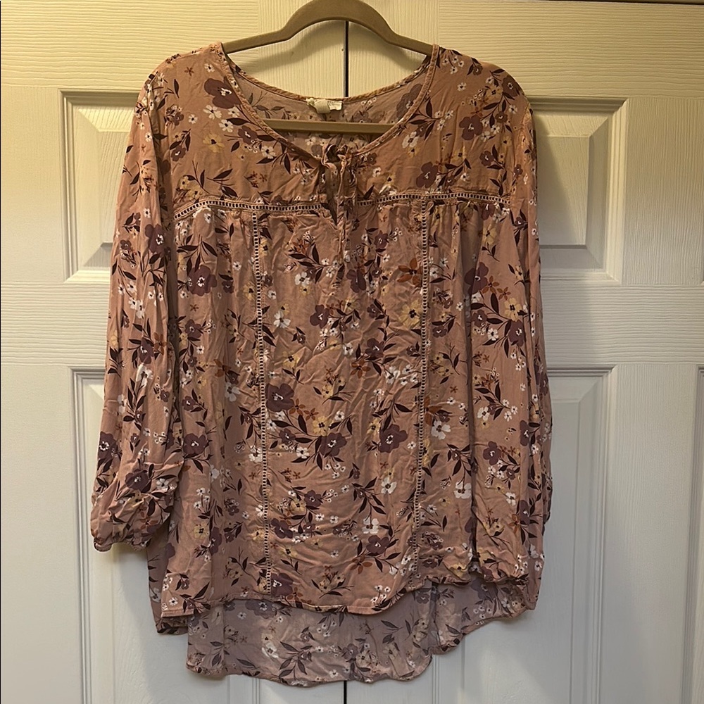 Floral Women's Top 3X plus size top pink floral